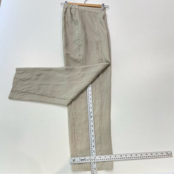 Breezed TARAVAO Flowy trousers pants 100% linen neutral tan size medium wide leg - Picture 12 of 13